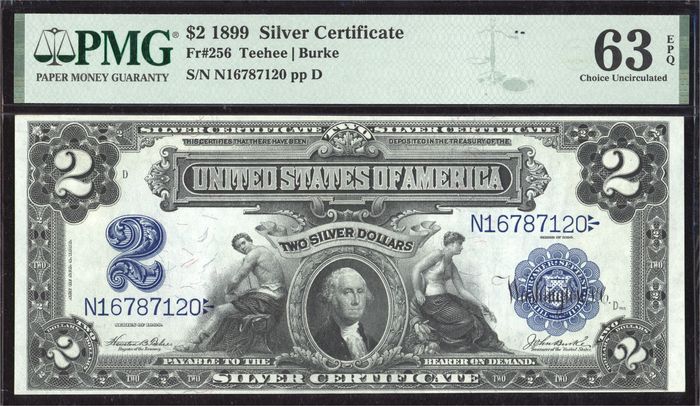 1899 $2 Mini-Porthole Silver Certificate Obverse Image