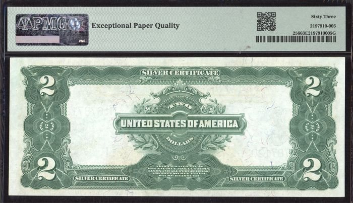 1899 $2 Mini-Porthole Silver Certificate Reverse Image