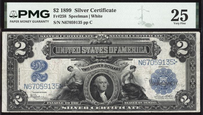 1899 $2 Mini Porthole Silver Certificate Obverse Image