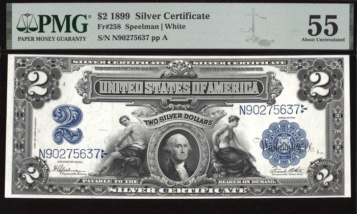 1899 $2 Mini Porthole Silver Certificate Obverse Image