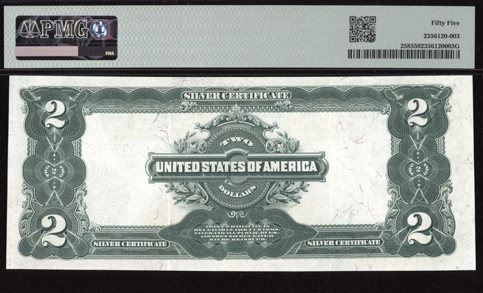 1899 $2 Mini Porthole Silver Certificate Reverse Image
