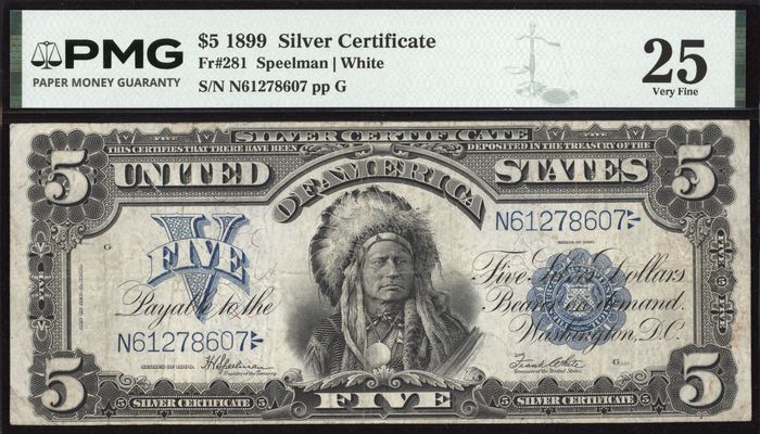 1899 $5 Chief Silver Certificate Obverse Image