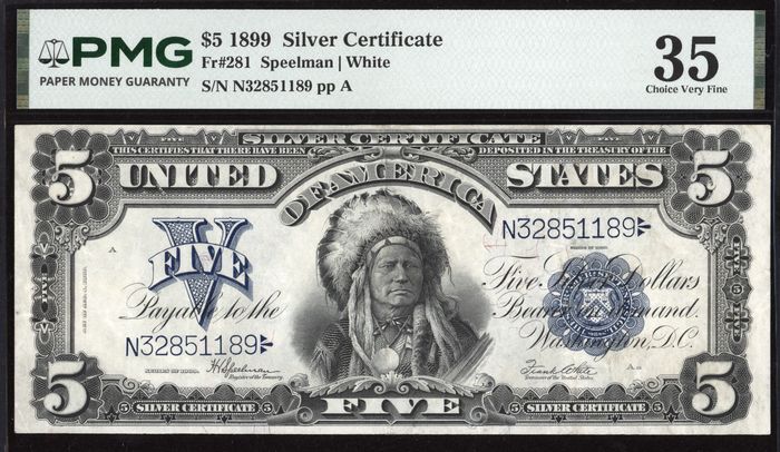1899 $5 Chief Silver Certificate Obverse Image