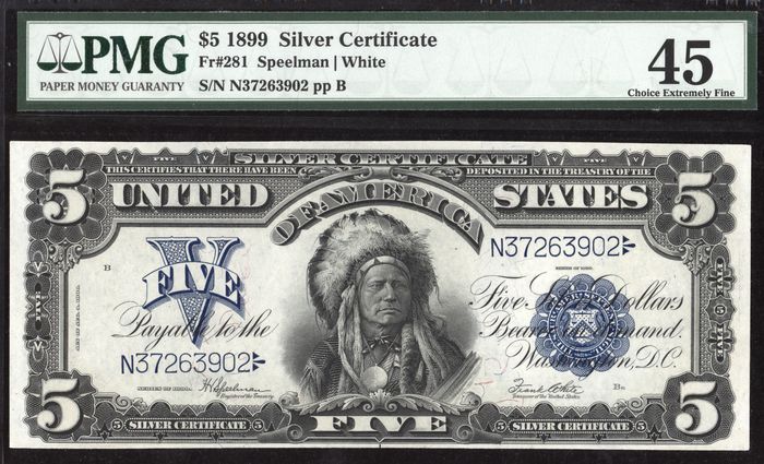 1899 $5 Chief Silver Certificate  Obverse Image