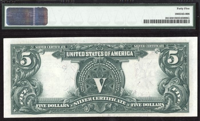 1899 $5 Chief Silver Certificate  Reverse Image
