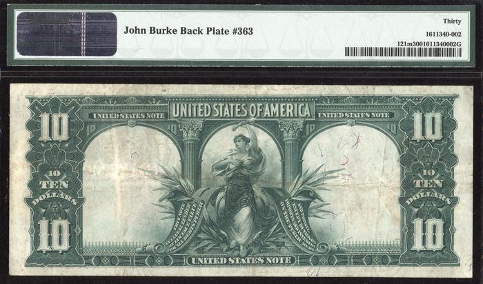 1901 $10 Bison Legal Tender Reverse Image