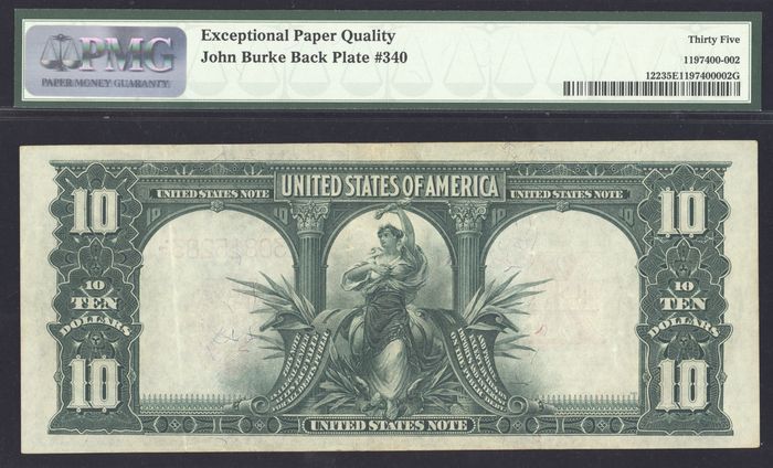 1901 $10 Bison Legal Tender Reverse Image