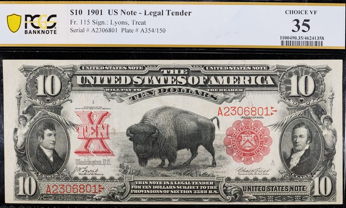 1901 $10 Bison Legal Tender Obverse Image