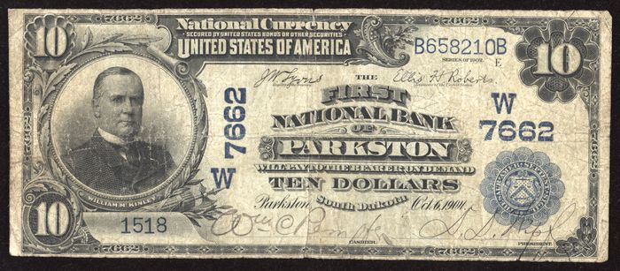 1902 $10 Date Back National - Parkston, South Dakota (Ch. 7662) Obverse Image