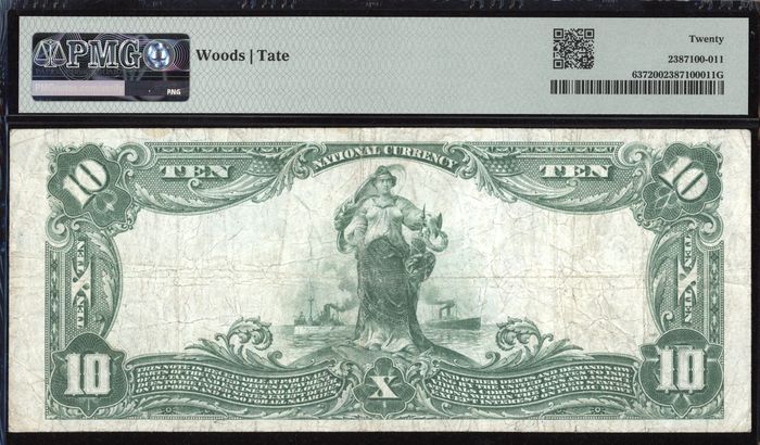 1902 $10 Pacific National Bank - Seattle WA (Charter 13230) Reverse Image