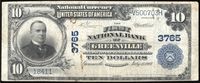 1902 $10 Plain Back National - Greenville, MS (Charter 3765) Obverse Image