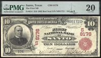1902 $10 Red Seal National - Santo, TX (Charter 8176) Obverse Image