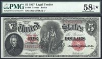 1907 $5 Woodchopper Legal Tender Obverse Image