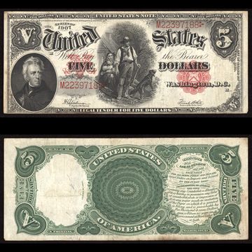 1907 $5 Woodchopper Legal Tender Composite Image
