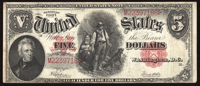 1907 $5 Woodchopper Legal Tender Obverse Image