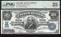 1908 $10 Tombstone Silver Certificate Obverse Image