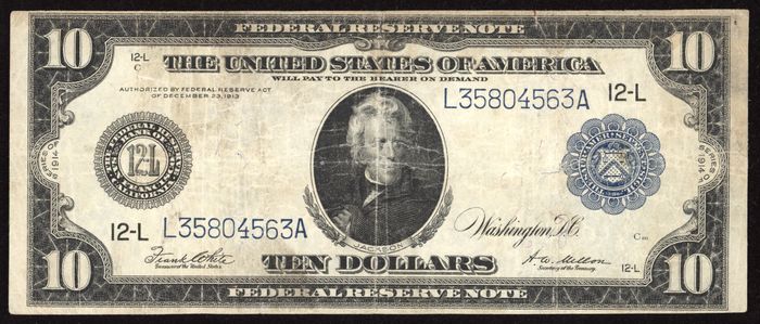 1914 $10 Federal Reserve Note - San Francisco Obverse Image