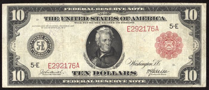 1914 $10 Red Seal FRN Obverse Image