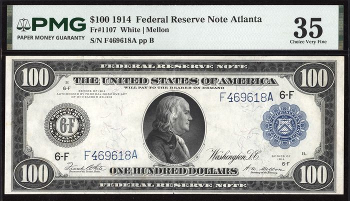 1914 $100 Federal Reserve Note - Atlanta Obverse Image