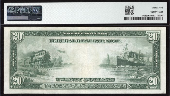 1914 $20 FRN Reverse Image