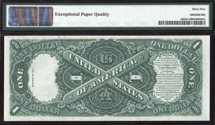 1917 $1 Legal Tender Reverse Image