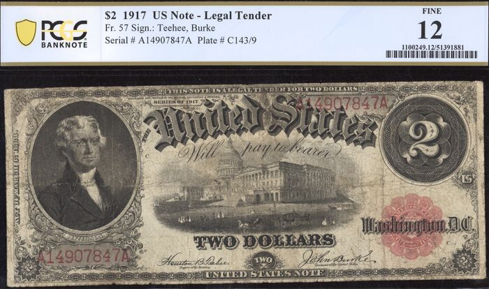 1917 $2 Legal Tender Obverse Image