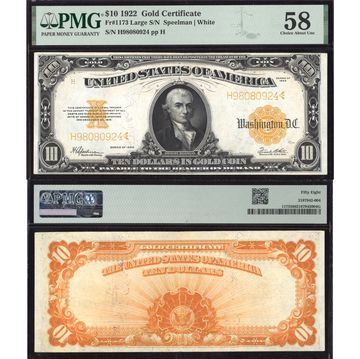 1922 $10 Gold Certificate Composite Image