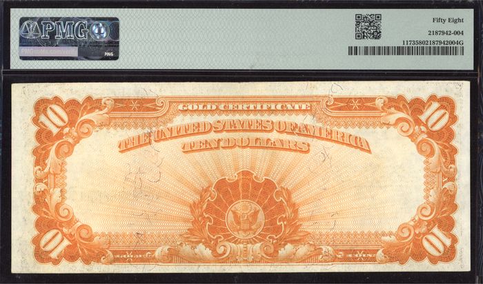 1922 $10 Gold Certificate Reverse Image