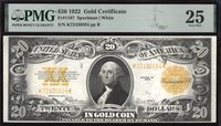 1922 $20 Gold Certificate Obverse Image