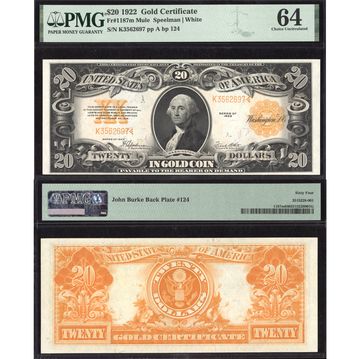 1922 $20 Gold Certificate Composite Image