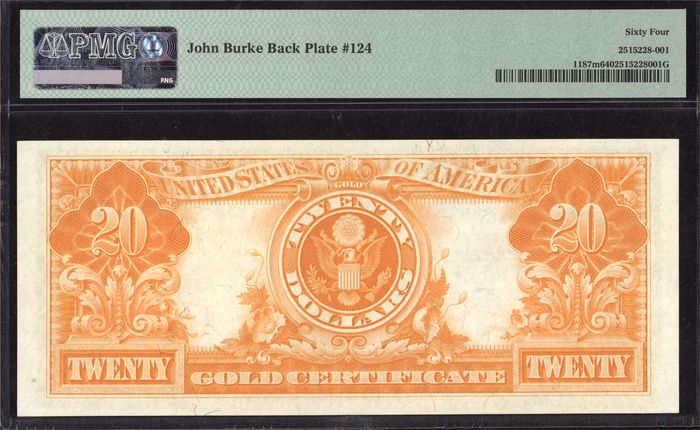 1922 $20 Gold Certificate Reverse Image