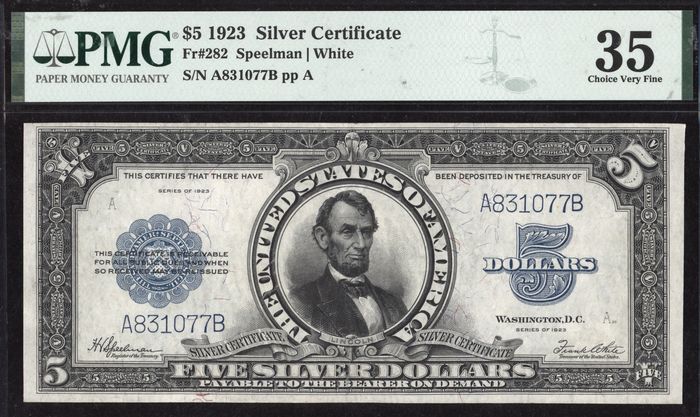 1923 $5 Porthole Silver Certificate Obverse Image
