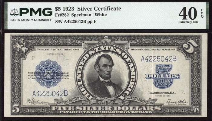 1923 $5 Porthole Silver Certificate Obverse Image