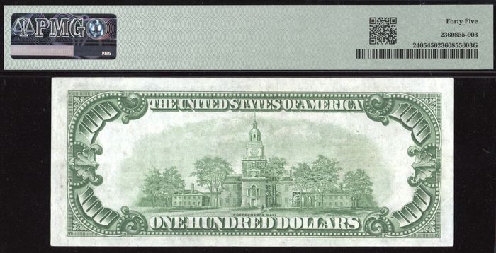 1928 $100 Gold Certificate Reverse Image