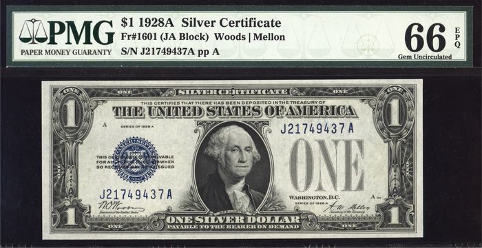 1928A $1 Funnyback Silver Certificate Obverse Image
