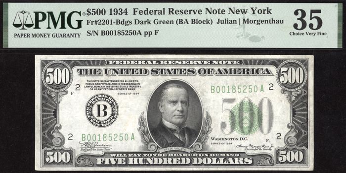 1934 $500 Federal Reserve Note Obverse Image