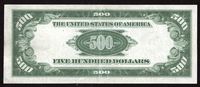 1934 $500 FRN Light Green Seal Reverse Image