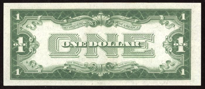 1934 Funny Back $1 Silver Certificate Reverse Image