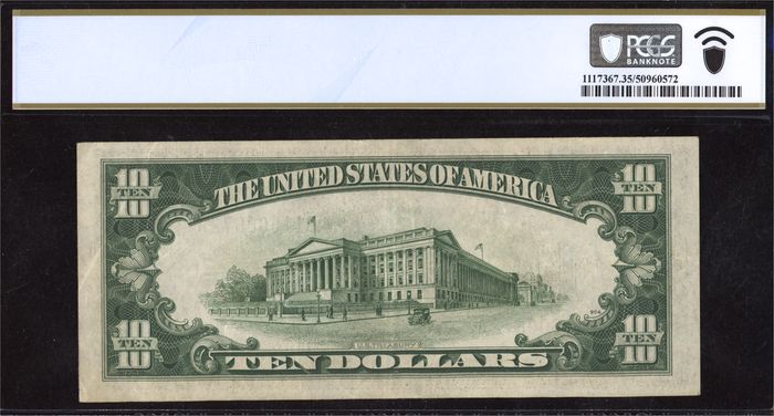 1934A $10 North Africa Emergency Issue Reverse Image