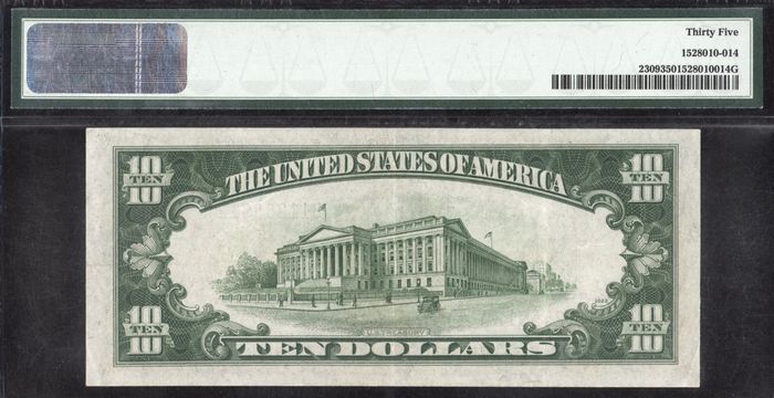 1934A $10 North Africa Silver Certificate Reverse Image