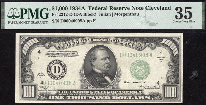 1934A $1000 Federal Reserve Note Obverse Image