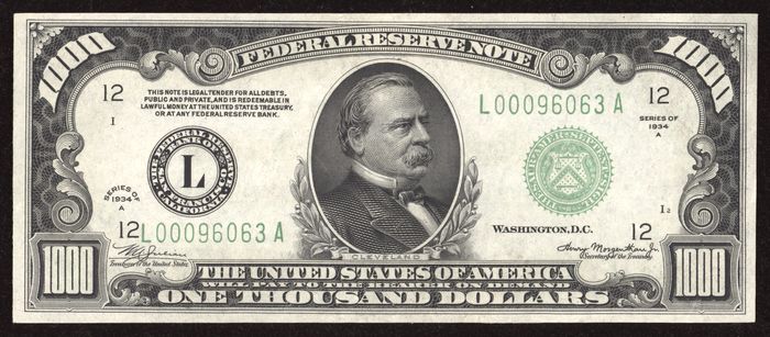 1934A $1000 Federal Reserve Note Obverse Image