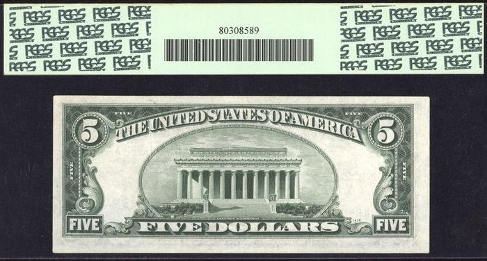 1934A $5 North Africa Silver Certificate Reverse Image