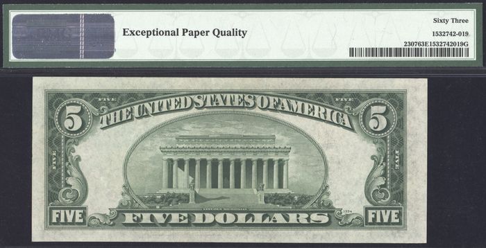 1934A $5 North Africa Silver Certificate Reverse Image