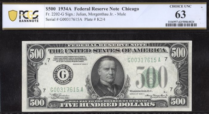 1934A $500 FRN Obverse Image