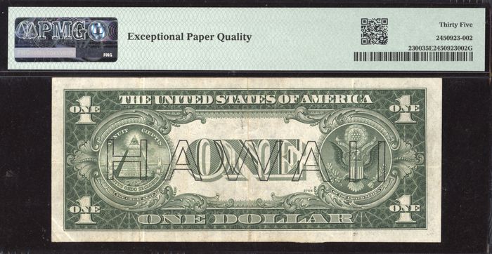 1935A $1 Hawaii Silver Certificate Reverse Image