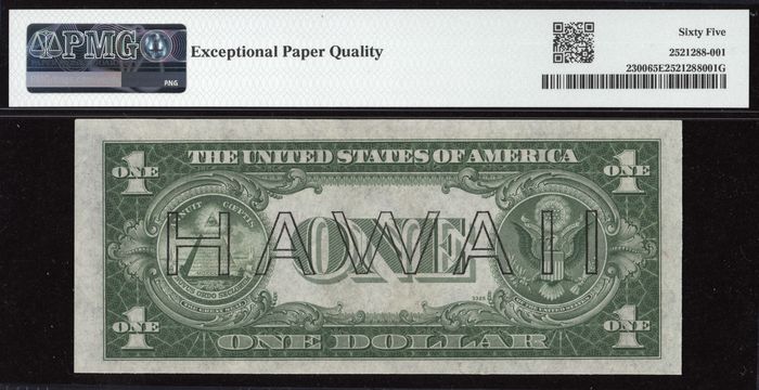 1935A $1 Hawaii Silver Certificate Reverse Image