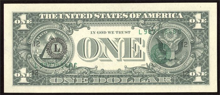 1969D $1 Federal Reserve Note Error - Overprint on Back Reverse Image