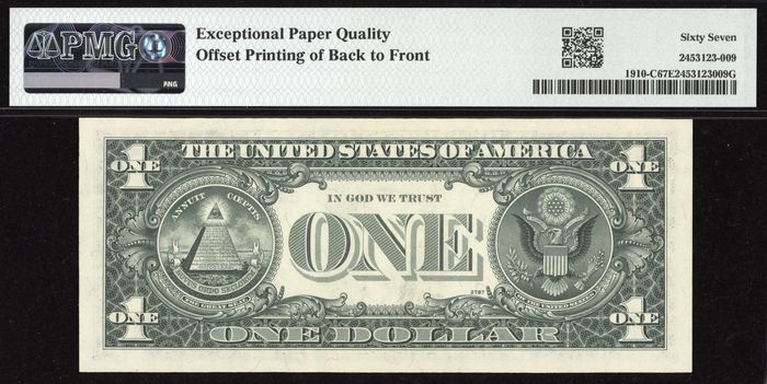 1977A $1 Reverse Offset Printing Error Reverse Image