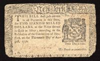 August 13, 1776 New York Colonial Two Dollars ($2) Obverse Image